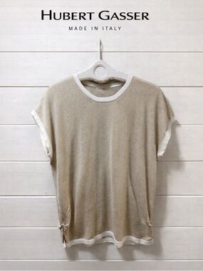 HUBERT GASSER Beige & Ivory Knit Top – L